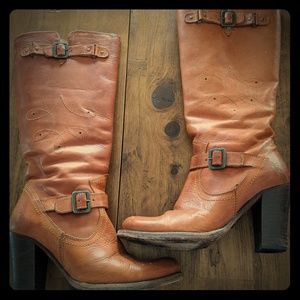 Frye knee high heeled boots